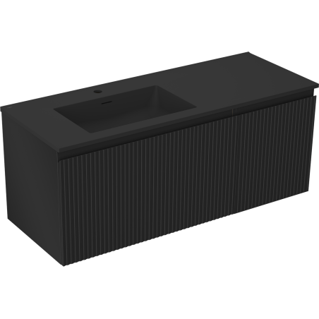 Mexen Rivel meuble de salle de bain 120 cm avec lavabo Otis gauche, 1S, 1D, rainuré, noir mat - 91A23-12047-3-BBFF71-W18L71