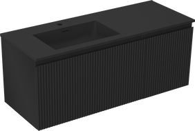 Mexen Rivel meuble de salle de bain 120 cm avec lavabo Otis gauche, 1S, 1D, rainuré, noir mat - 91A23-12047-3-BBFF71-W18L71