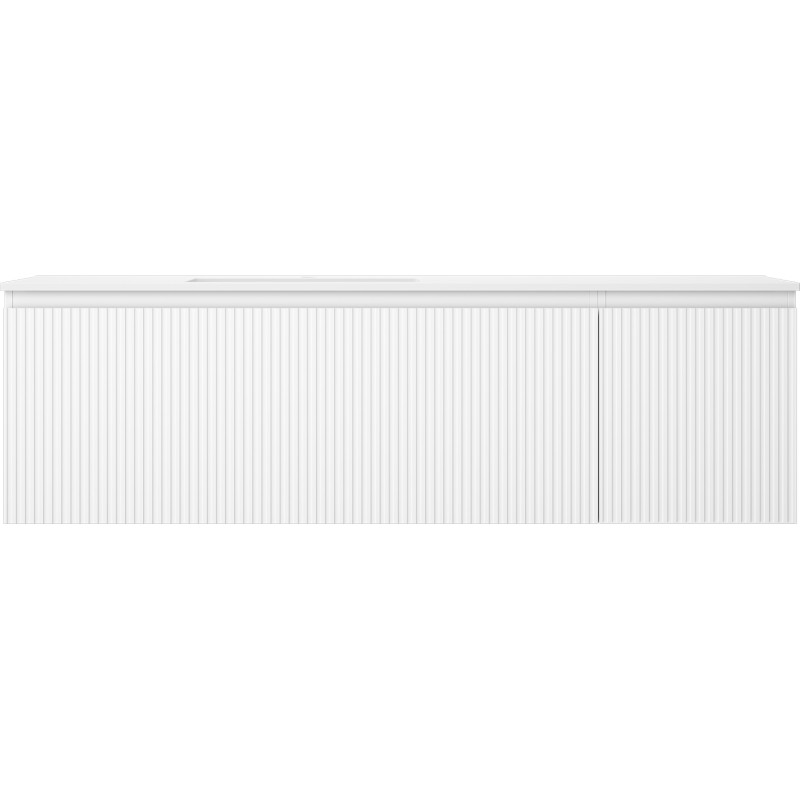Mexen Rivel armoire de salle de bain 160 cm avec lavabo Otis à gauche, 1 tiroir, 1 porte, rainurée, blanche mate