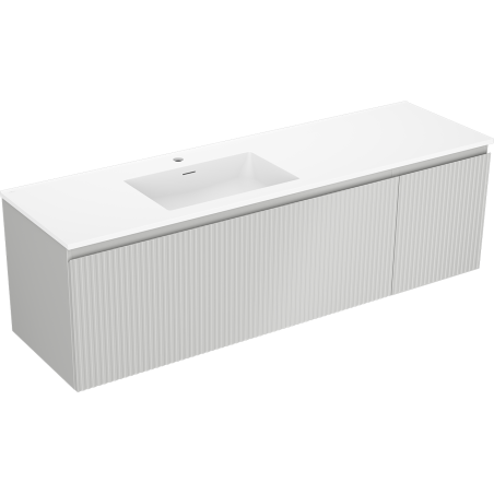 Mexen Rivel meuble de salle de bain 160 cm avec lavabo Otis gauche, 1T, 1P, rainuré, gris mat/blanc mat