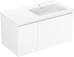 Mexen Rivel meuble de salle de bain 90 cm avec lavabo Otis droite, 1S, 1D, rainuré, blanc mat - 91A23-09047-3-BBFF01-W18P01