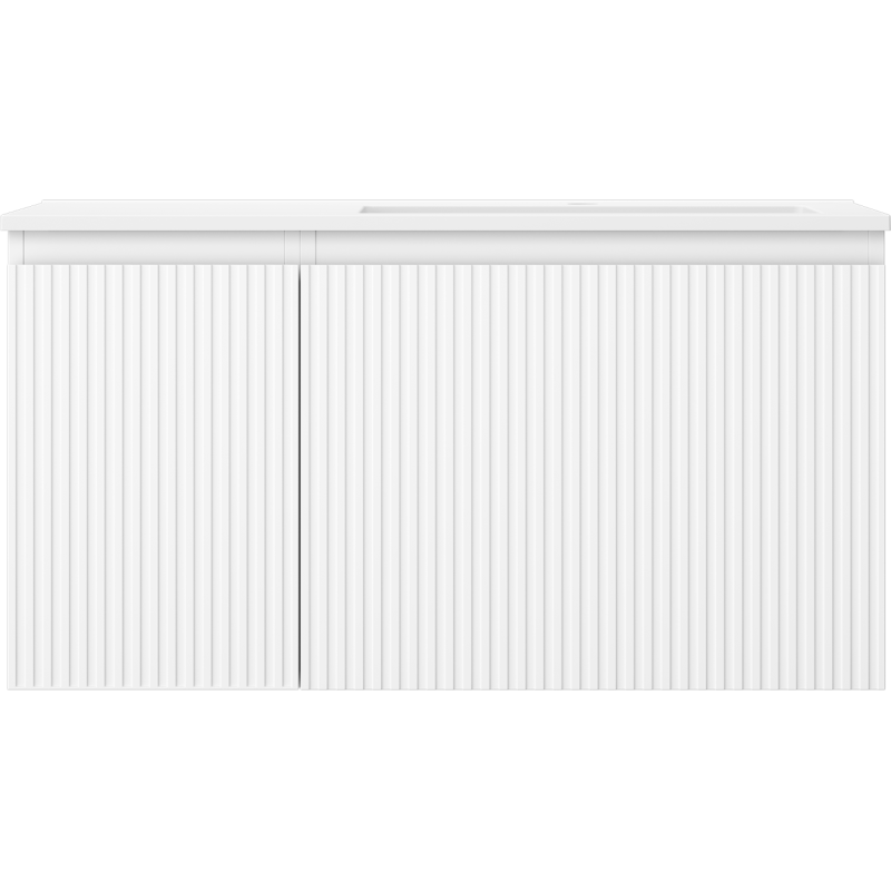 Mexen Rivel meuble de salle de bain 90 cm avec lavabo Otis droite, 1S, 1D, rainuré, blanc mat - 91A23-09047-3-BBFF01-W18P01