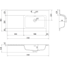 Mexen Rivel meuble de salle de bain 90 cm avec lavabo Otis droite, 1S, 1D, rainuré, blanc mat - 91A23-09047-3-BBFF01-W18P01
