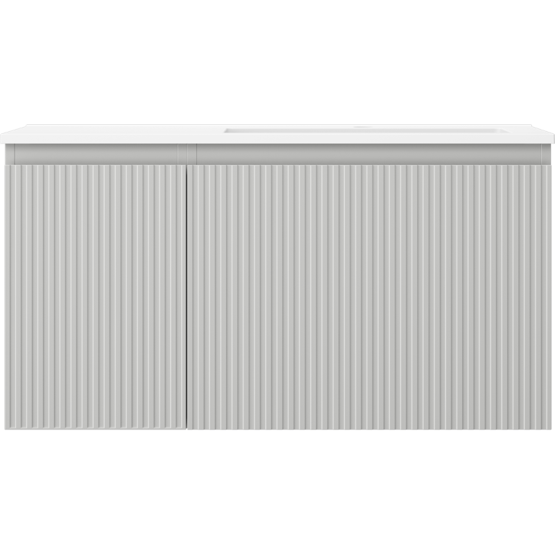 Mexen Rivel armoire de salle de bain 90 cm avec lavabo Otis à droite, 1S, 1D, rainurée, gris mat/blanc mat