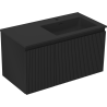 Mexen Rivel meuble de salle de bain 90 cm avec lavabo Otis droit, 1S, 1D, rainuré, noir mat - 91A23-09047-3-BBFF71-W18P71