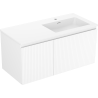 Mexen Rivel meuble de salle de bain 100 cm avec lavabo Otis à droite, 1T, 1P, rainuré, blanc mat - 91A23-10047-3-BBFF01-W18P01