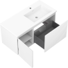 Mexen Rivel meuble de salle de bain 100 cm avec lavabo Otis à droite, 1T, 1P, rainuré, blanc mat - 91A23-10047-3-BBFF01-W18P01