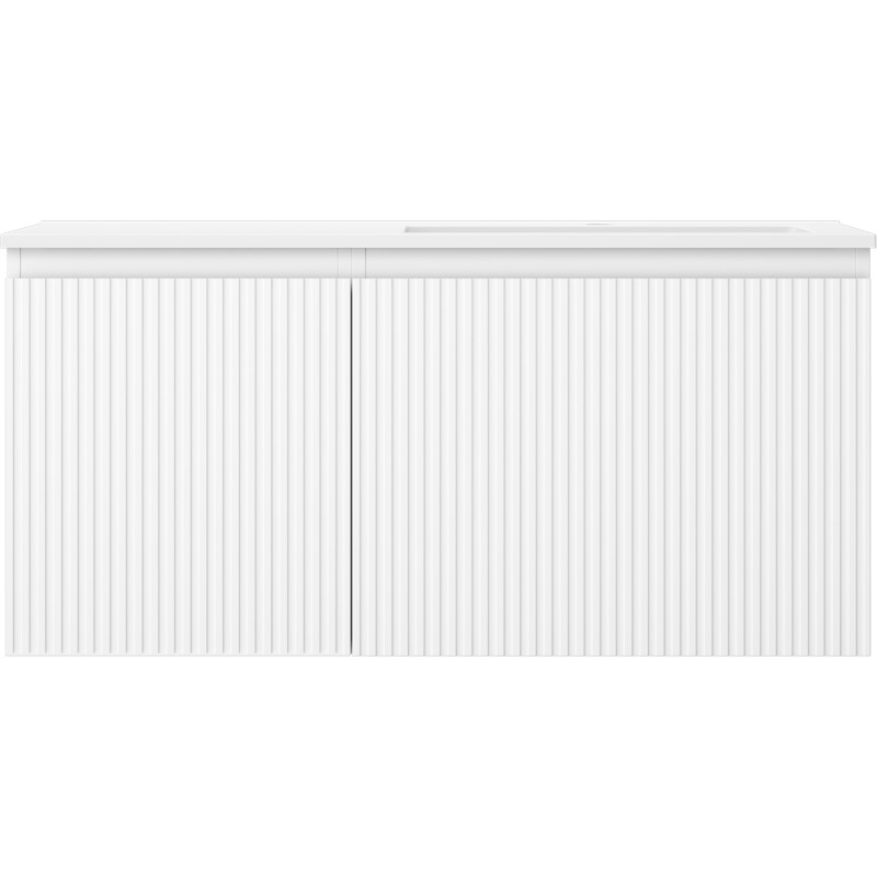 Mexen Rivel armoire de salle de bain 100 cm avec lavabo Otis à droite, 1S, 1D, rainurée, blanc mat