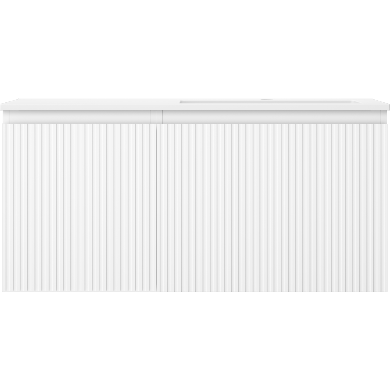 Mexen Rivel meuble de salle de bain 100 cm avec lavabo Otis à droite, 1T, 1P, rainuré, blanc mat - 91A23-10047-3-BBFF01-W18P01