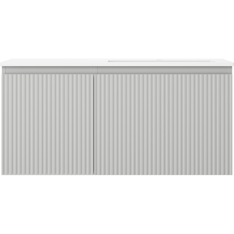 Mexen Rivel meuble de salle de bain 100 cm avec lavabo Otis à droite, 1 tiroir, 1 porte, rainuré, gris mat/blanc mat