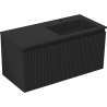Mexen Rivel meuble de salle de bain 100 cm avec lavabo Otis à droite, 1T, 1P, rainuré, noir mat - 91A23-10047-3-BBFF71-W18P71