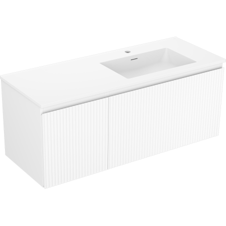 Mexen Rivel meuble de salle de bain 120 cm avec lavabo Otis droit, 1S, 1D, rainuré, blanc mat - 91A23-12047-3-BBFF01-W18P01