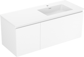 Mexen Rivel meuble de salle de bain 120 cm avec lavabo Otis droit, 1T, 1P, rainuré, blanc mat - 91A23-12047-3-BBFF01-W18P01