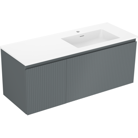 Mexen Rivel armoire de salle de bain 120 cm avec lavabo Otis à droite, 1S, 1D, rainuré, graphite/blanc mat