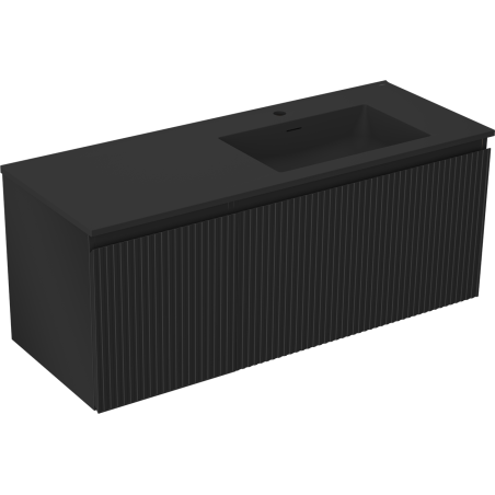 Mexen Rivel meuble de salle de bain 120 cm avec lavabo Otis à droite, 1S, 1D, rainuré, noir mat - 91A23-12047-3-BBFF71-W18P71