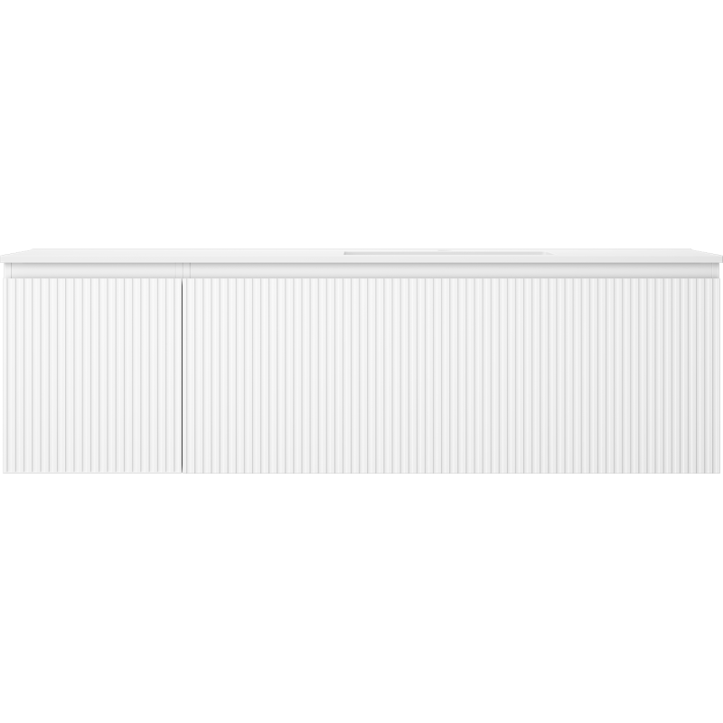 Mexen Rivel meuble de salle de bains 160 cm avec lavabo Otis à droite, 1S, 1D, rainuré, blanc mat - 91A23-16047-3-BBFF01-W18P01