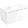 Mexen Orio meuble de salle de bains 90 cm avec lavabo Vela gauche, 1S, 1D, blanc brillant - 91A13-09047-3-BBFF00-W23L00