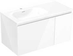 Mexen Orio armoire de salle de bain 90 cm avec lavabo Vela gauche, 1S, 1D, blanc brillant - 91A13-09047-3-BBFF00-W23L00