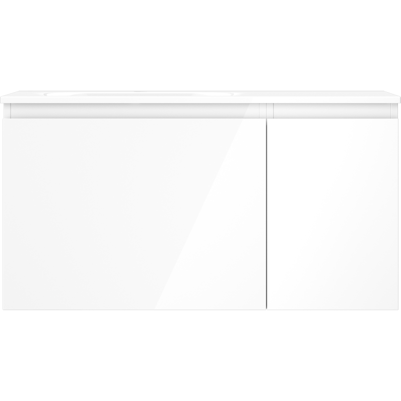 Mexen Orio meuble de salle de bains 90 cm avec lavabo Vela gauche, 1S, 1D, blanc brillant - 91A13-09047-3-BBFF00-W23L00