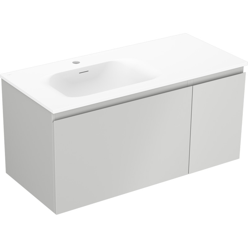 Mexen Orio armoire de salle de bains 90 cm avec vasque Vela gauche, 1S, 1D, gris mat/blanc mat - 91A13-09047-3-BBFF62-W23L01