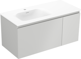Mexen Orio armoire de salle de bains 90 cm avec vasque Vela gauche, 1S, 1D, gris mat/blanc mat - 91A13-09047-3-BBFF62-W23L01