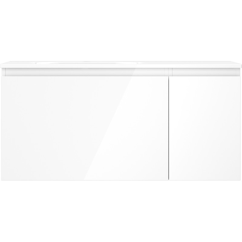 Mexen Orio armoire de salle de bain 100 cm avec lavabo Vela à gauche, 1S, 1D, blanche brillante - 91A13-10047-3-BBFF00-W23L00