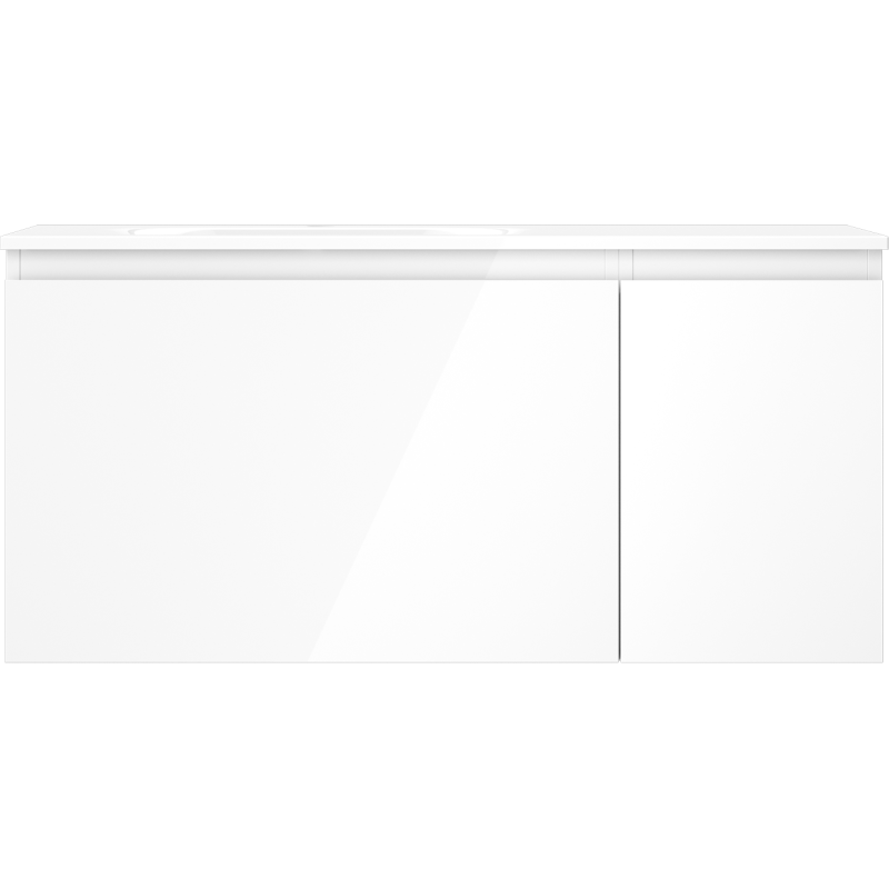 Mexen Orio meuble de salle de bains 100 cm avec lavabo Vela à gauche, 1S, 1D, blanc brillant - 91A13-10047-3-BBFF00-W23L00