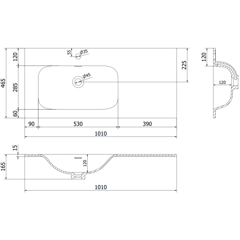 Mexen Orio meuble de salle de bains 100 cm avec lavabo Vela à gauche, 1S, 1D, blanc brillant - 91A13-10047-3-BBFF00-W23L00