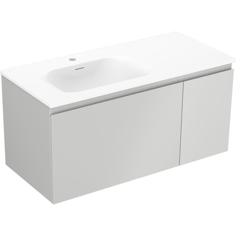 Mexen Orio meuble de salle de bains 100 cm avec lavabo Vela gauche, 1S, 1D, gris mat/blanc mat - 91A13-10047-3-BBFF62-W23L01