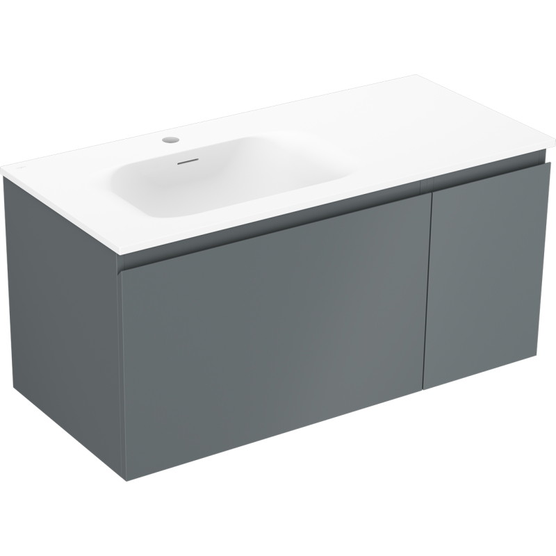 Mexen Orio armoire de salle de bain 100 cm avec lavabo Vela gauche, 1S, 1D, graphite mat/blanc mat - 91A13-10047-3-BBFF66-W23L01