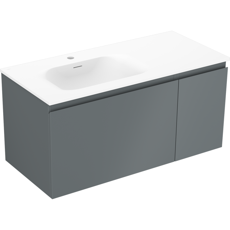 Mexen Orio meuble de salle de bain 100 cm avec lavabo Vela gauche, 1S, 1D, graphite mat/blanc mat - 91A13-10047-3-BBFF66-W23L01