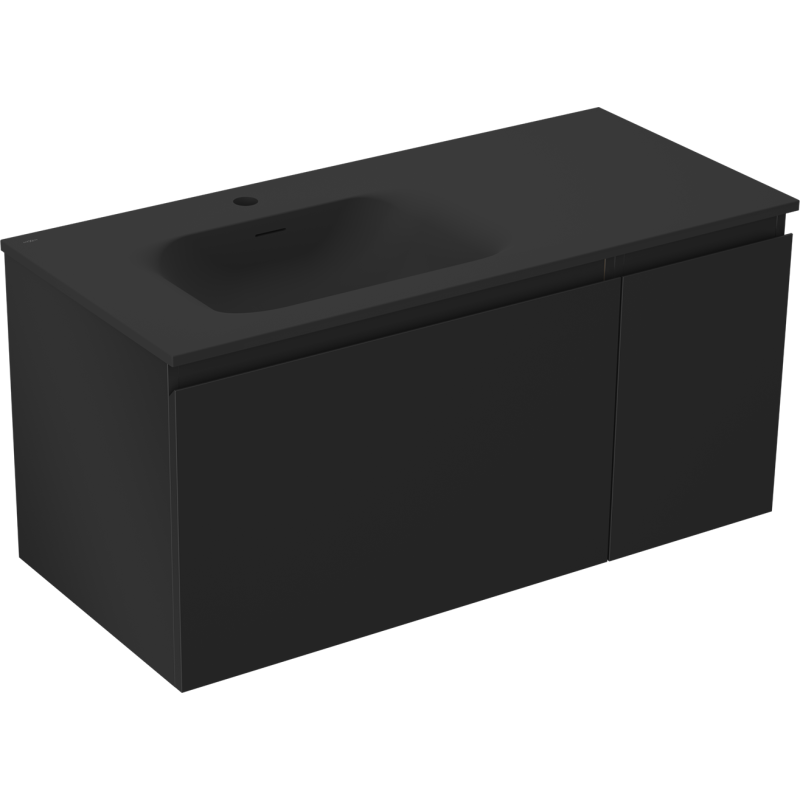 Mexen Orio meuble de salle de bain 100 cm avec lavabo Vela gauche, 1S, 1D, noir mat - 91A13-10047-3-BBFF71-W23L71