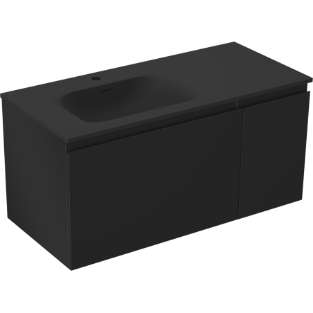 Mexen Orio meuble de salle de bain 100 cm avec lavabo Vela gauche, 1S, 1D, noir mat - 91A13-10047-3-BBFF71-W23L71