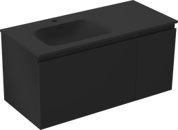 Mexen Orio armoire de salle de bain 100 cm avec lavabo Vela gauche, 1S, 1D, noir mat - 91A13-10047-3-BBFF71-W23L71