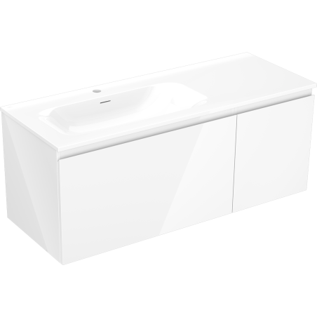 Mexen Orio armoire de salle de bain 120 cm avec lavabo Vela gauche, 1S, 1D, blanc brillant - 91A13-12047-3-BBFF00-W23L00