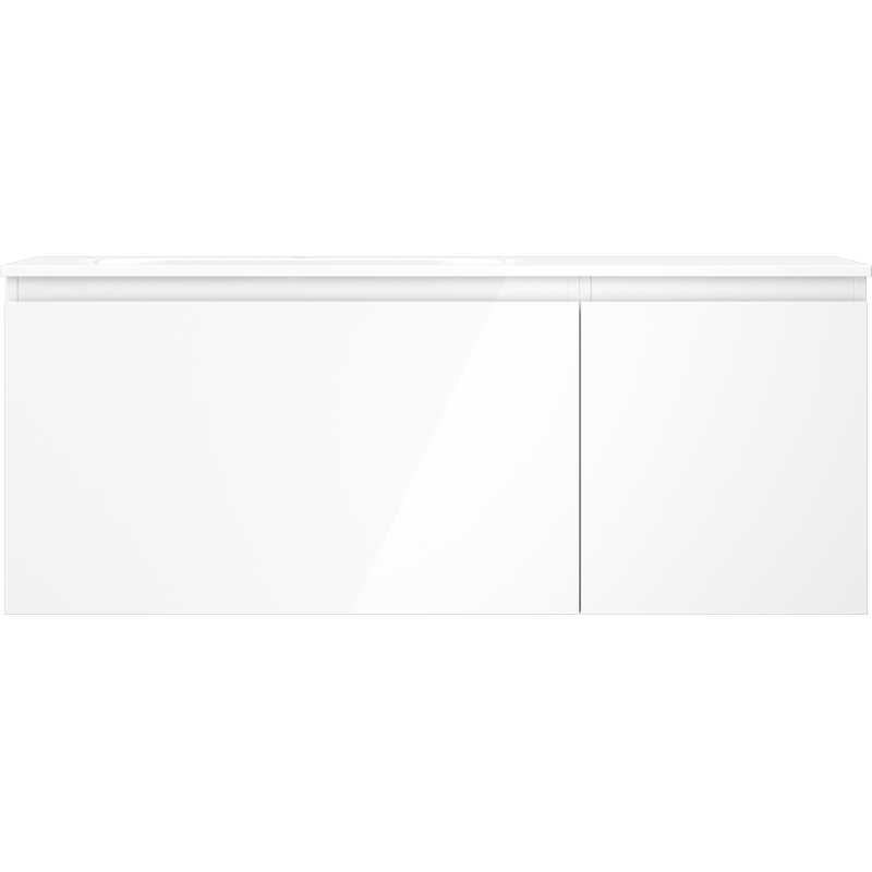 Mexen Orio armoire de salle de bain 120 cm avec lavabo Vela gauche, 1S, 1D, blanc brillant - 91A13-12047-3-BBFF00-W23L00