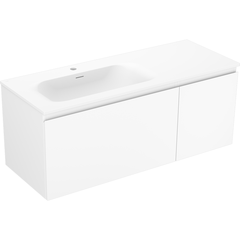 Mexen Orio armoire de salle de bain 120 cm avec lavabo Vela gauche, 1S, 1D, blanc mat - 91A13-12047-3-BBFF01-W23L01