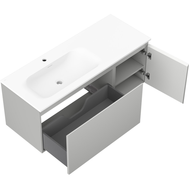 Mexen Orio Armoire de salle de bain 120 cm avec lavabo Vela gauche, 1T, 1P, gris mat/blanc mat - 91A13-12047-3-BBFF62-W23L01