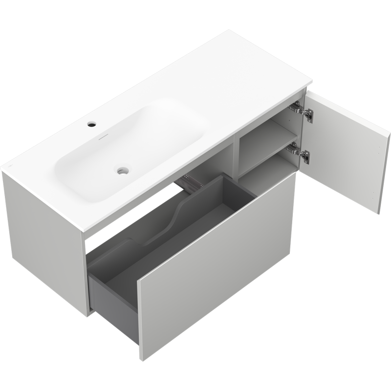 Mexen Orio meuble de salle de bain 120 cm avec lavabo Vela gauche, 1S, 1D, gris mat/blanc mat - 91A13-12047-3-BBFF62-W23L01