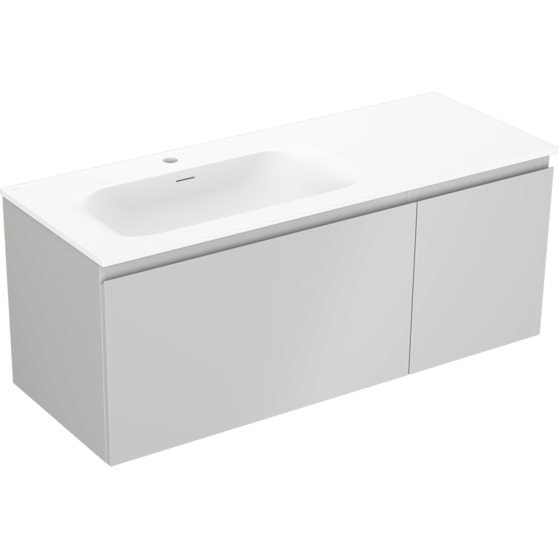 Mexen Orio meuble de salle de bain 120 cm avec lavabo Vela gauche, 1S, 1D, gris mat/blanc mat - 91A13-12047-3-BBFF62-W23L01