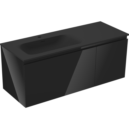 Mexen Orio meuble de salle de bain 120 cm avec lavabo Vela gauche, 1S, 1D, noir brillant/noir mat - 91A13-12047-3-BBFF70-W23L71