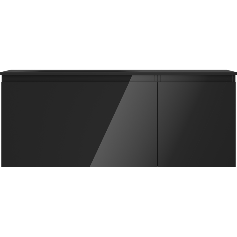 Mexen Orio meuble de salle de bain 120 cm avec lavabo Vela gauche, 1S, 1D, noir brillant/noir mat - 91A13-12047-3-BBFF70-W23L71