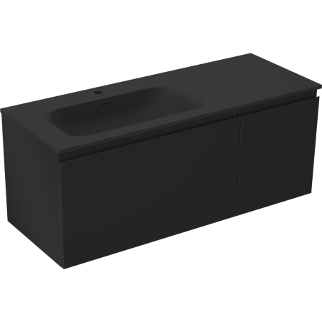 Mexen Orio armoire de salle de bain 120 cm avec lavabo Vela gauche, 1S, 1D, noir mat - 91A13-12047-3-BBFF71-W23L71
