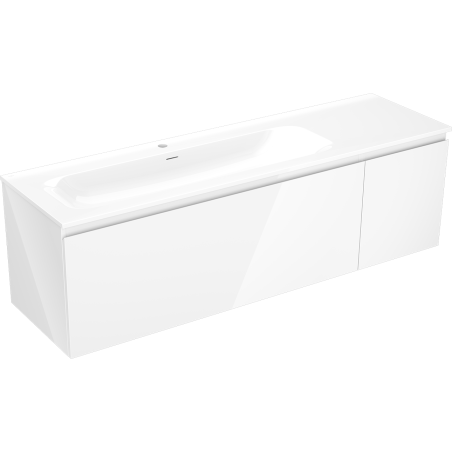 Mexen Orio meuble de salle de bain 160 cm avec lavabo Vela gauche, 1S, 1D, blanc brillant - 91A13-16047-3-BBFF00-W23L00