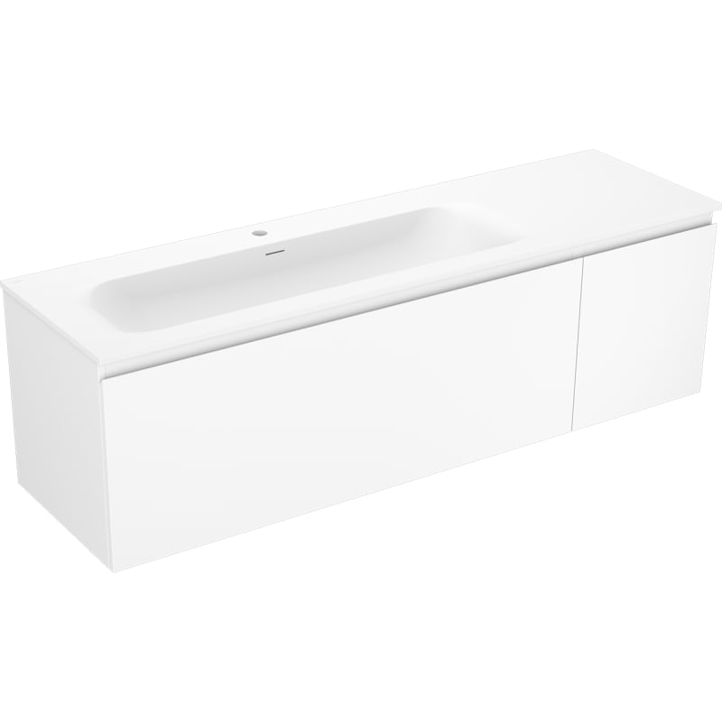 Mexen Orio meuble de salle de bain 160 cm avec lavabo Vela gauche, 1S, 1D, blanc mat - 91A13-16047-3-BBFF01-W23L01