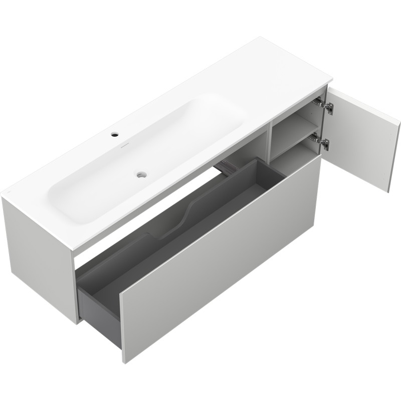 Mexen Orio armoire de salle de bain 160 cm avec lavabo Vela gauche, 1S, 1D, gris mat/blanc mat - 91A13-16047-3-BBFF62-W23L01