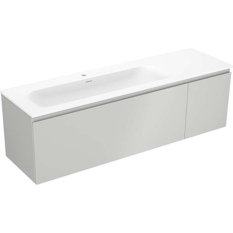 Mexen Orio armoire de salle de bain 160 cm avec lavabo Vela gauche, 1S, 1D, gris mat/blanc mat - 91A13-16047-3-BBFF62-W23L01
