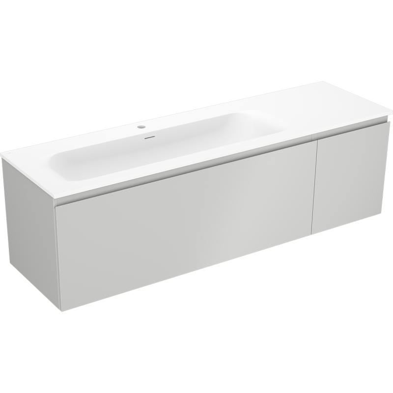 Mexen Orio meuble de salle de bain 160 cm avec lavabo Vela gauche, 1S, 1D, gris mat/blanc mat - 91A13-16047-3-BBFF62-W23L01