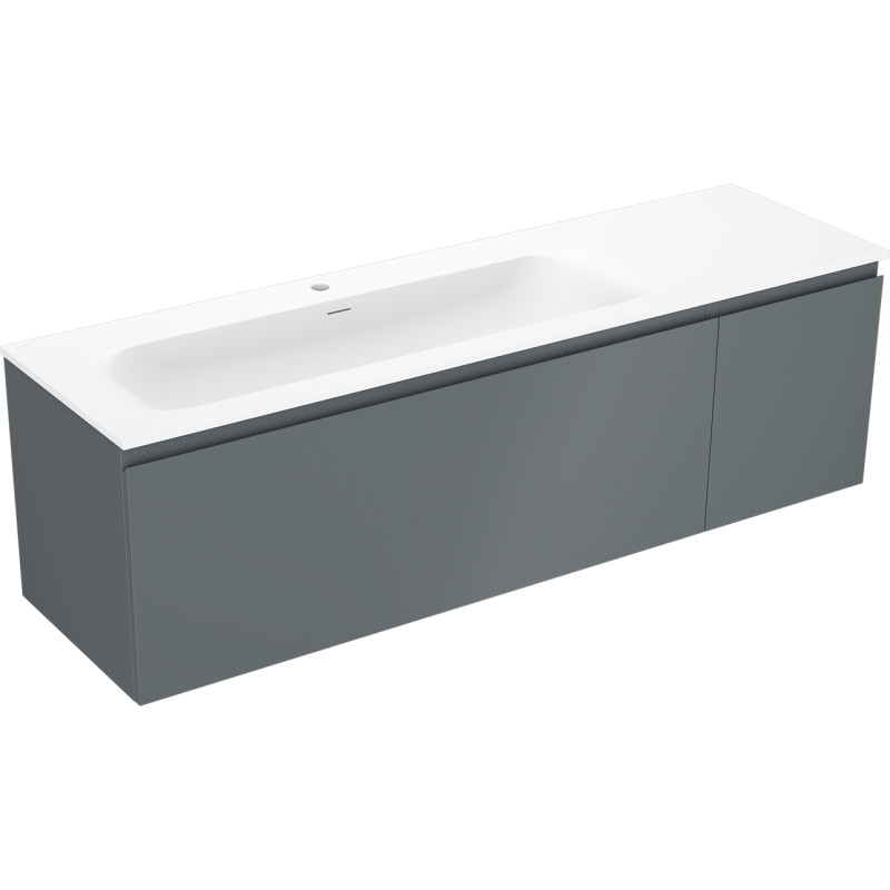 Mexen Orio armoire de salle de bain 160 cm avec lavabo Vela gauche, 1S, 1D, graphite mat/blanc mat - 91A13-16047-3-BBFF66-W23L01