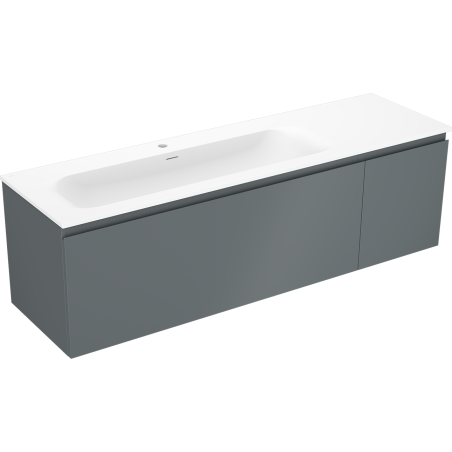 Mexen Orio meuble de salle de bain 160 cm avec lavabo Vela gauche, 1S, 1D, graphite mat/blanc mat - 91A13-16047-3-BBFF66-W23L01